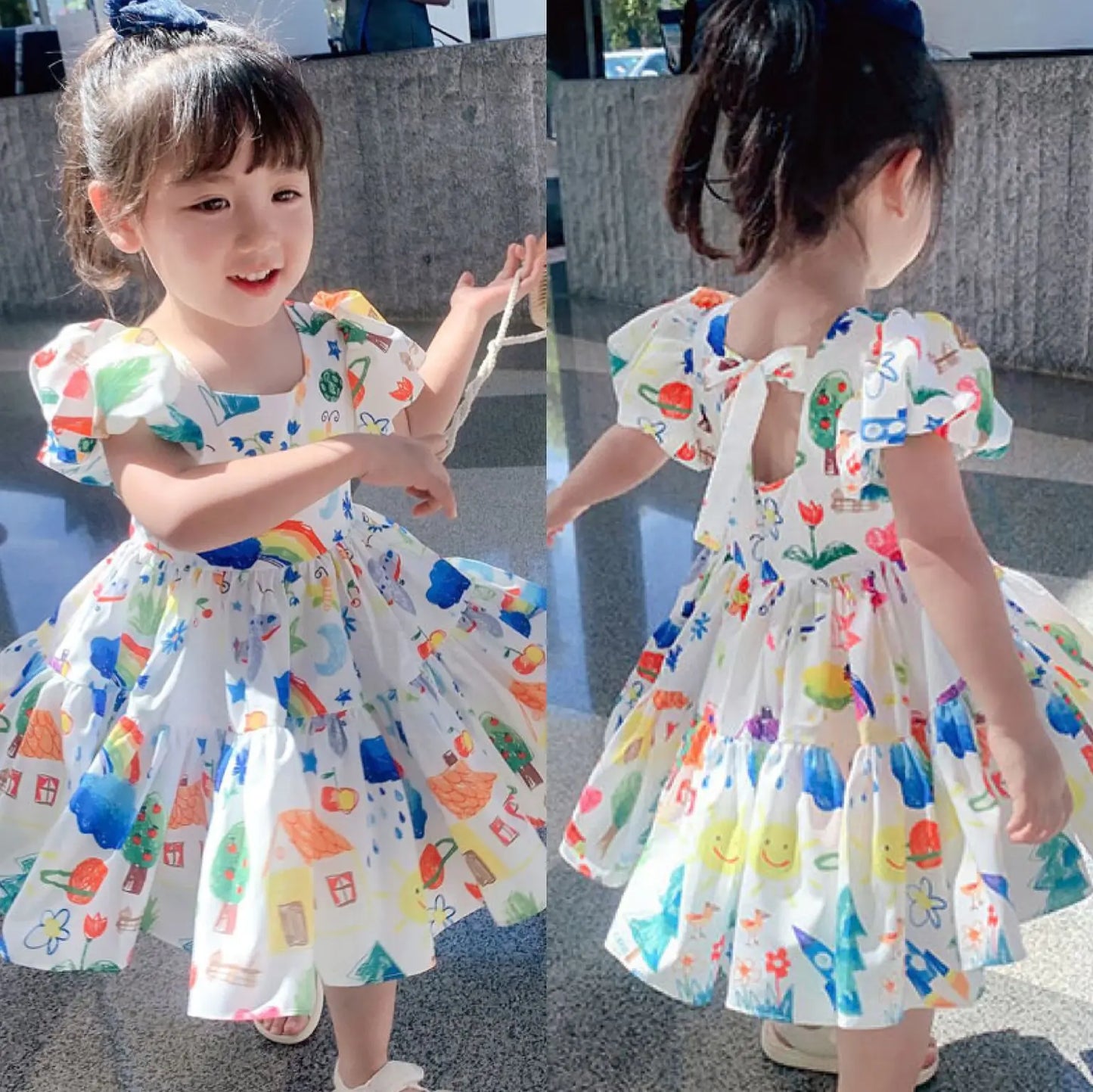 Cute Summer Backless Dress for Girls Ages 3-8