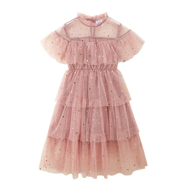 Floral Embroidered Lace Princess Dress for Girls