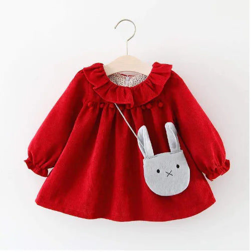 Long Sleeve Velvet Baby Dress for Winter (1-24 Months)