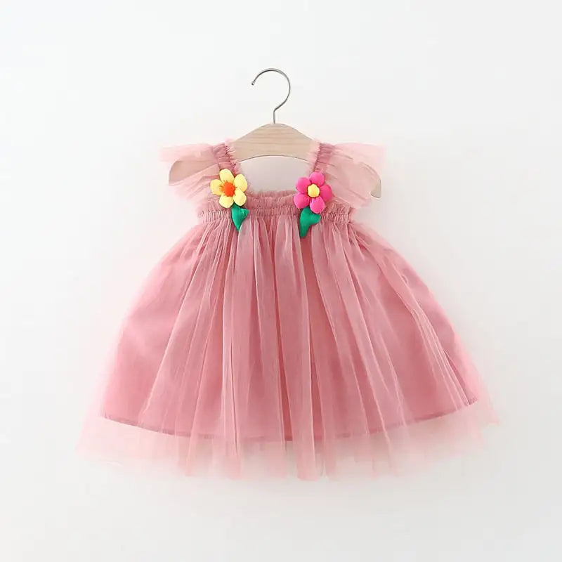 Flounced Sleeve Baby Girl Princess Pettiskirt Dress