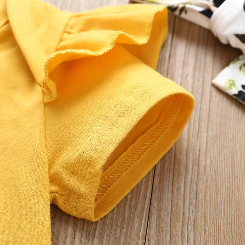 Vintage Cotton Print Romper Set for Baby Girls (0-1 Yr)