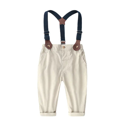 Korean Style Baby Fall Outfit: Long Sleeve Shirt & Overalls