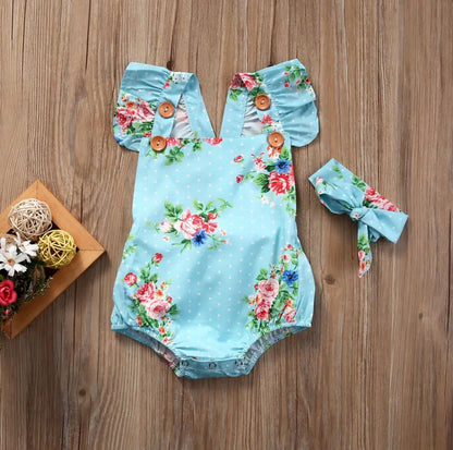 Spring Baby Romper for 1-3 Years with Floral Design