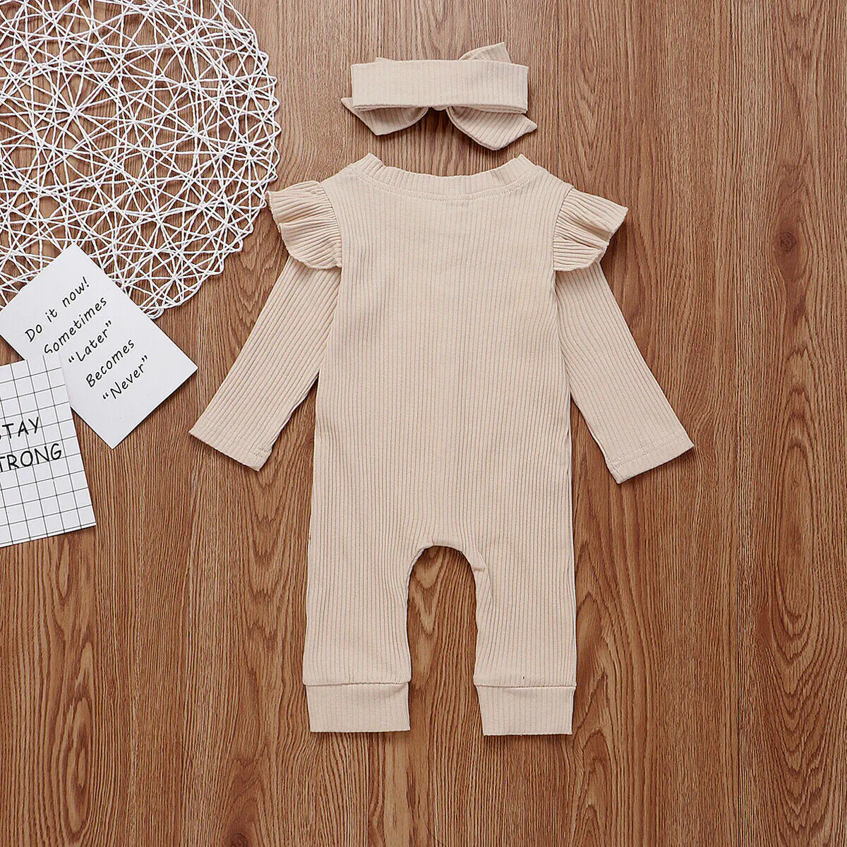 Newborn Ribbed Cotton Romper Jumpsuit Outfit Set