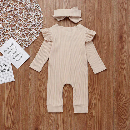 Newborn Ribbed Cotton Romper Jumpsuit Outfit Set