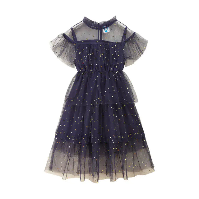 Floral Embroidered Lace Princess Dress for Girls