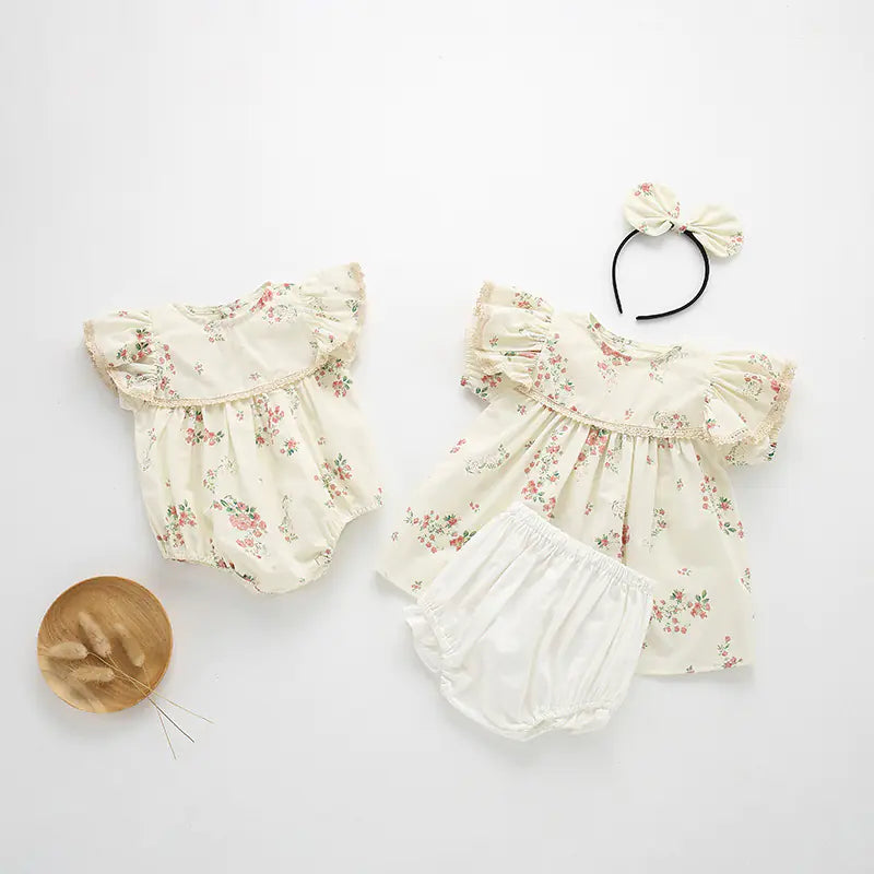 Princess Romper Dress for Baby Girls with Lace Detail