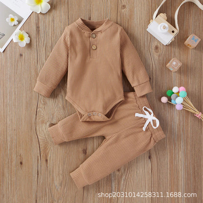 Cotton Long Sleeve Baby Jumpsuit and Pants Set