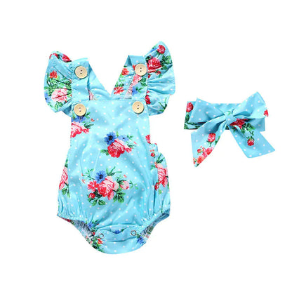 Spring Baby Romper for 1-3 Years with Floral Design