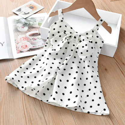 Sling Skirt Cute Cartoon Polka Dot Dress for Kids