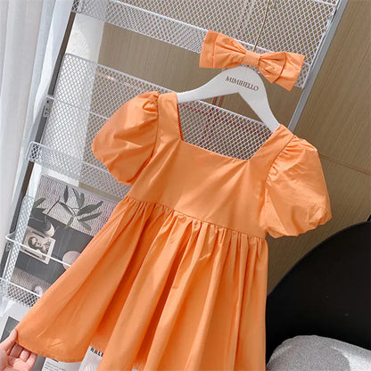 Children's Short Sleeve Princess Dress for Baby Girls
