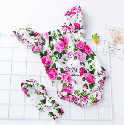 Cotton Romper for Baby Girls with Floral Print