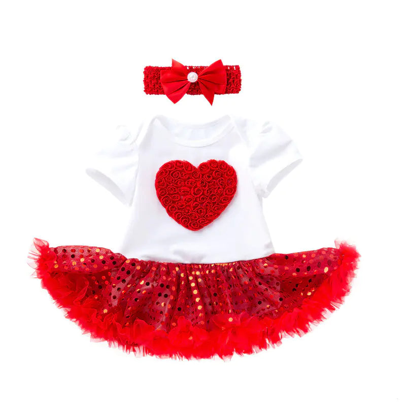 Christmas Baby Love Sequin Short Sleeve Dress