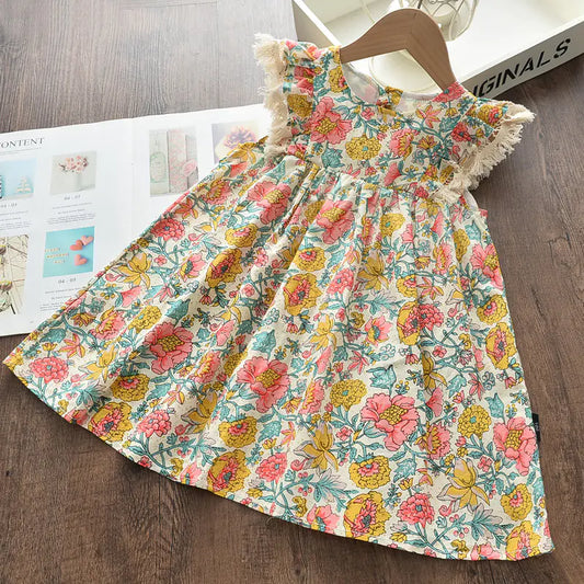 Cute Retro Print Sleeveless Dress for Girls