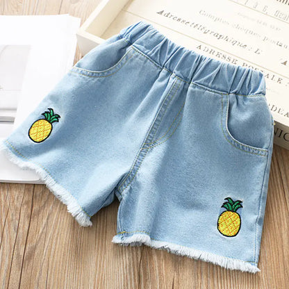 Girls' Embroidered Denim Shorts for Ages 3-8