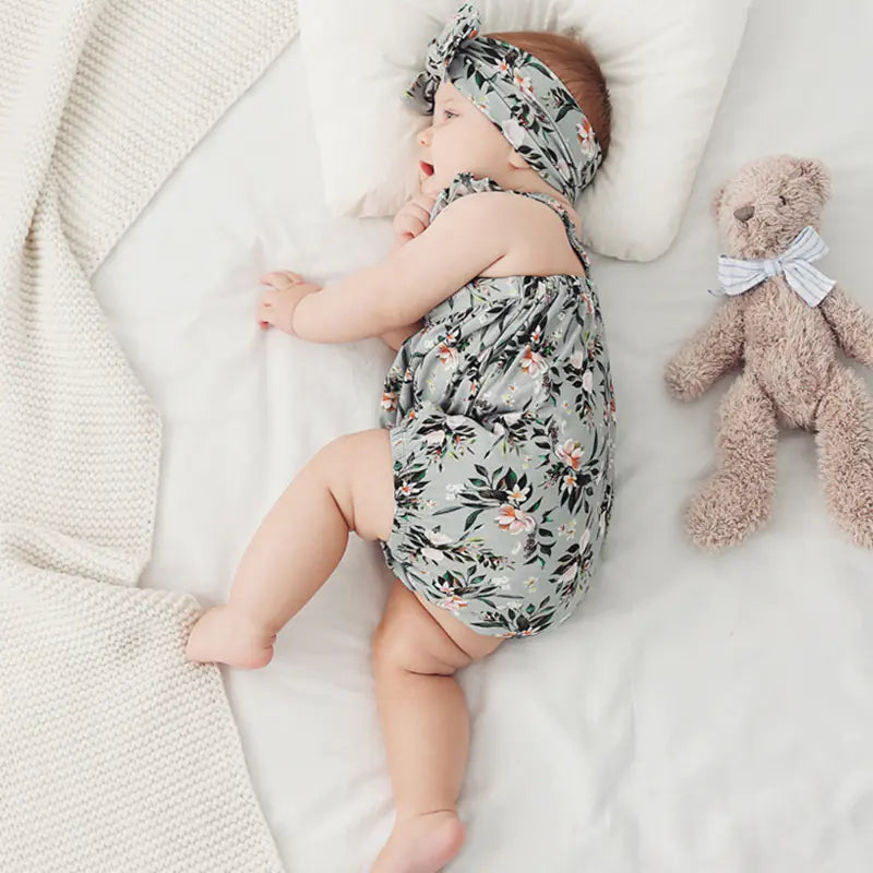 Bamboo One-Piece Printed Summer Clothes for Baby Girls