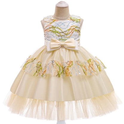 Sleeveless Mesh Lace Princess Dress for Girls