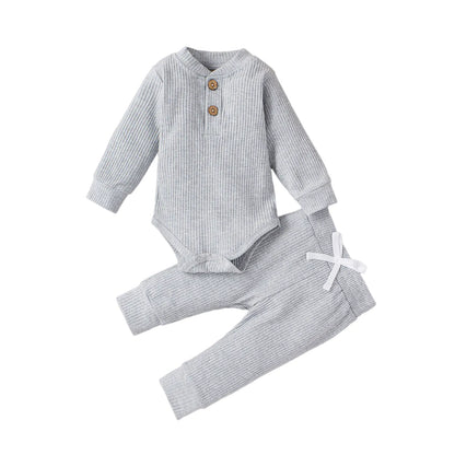 Cotton Long Sleeve Baby Jumpsuit and Pants Set