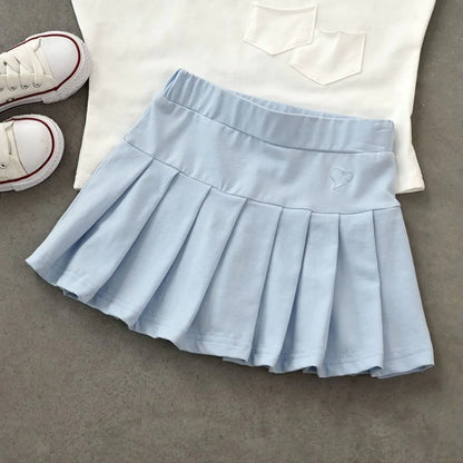 Girls' Pleated Anti-Slip Summer Skirt for Ages 8+
