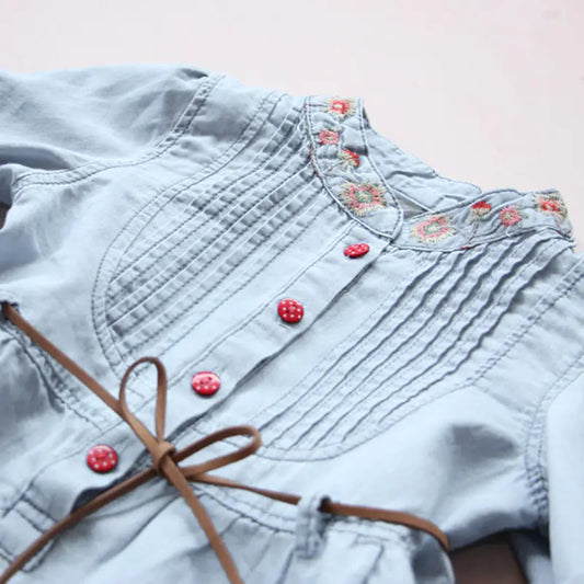 Baby Denim Dress, New Autumn Floral Sleeve Dress