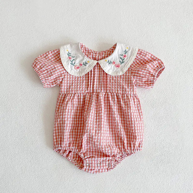 Summer Newborn Baby Girl Embroidered Dress Romper