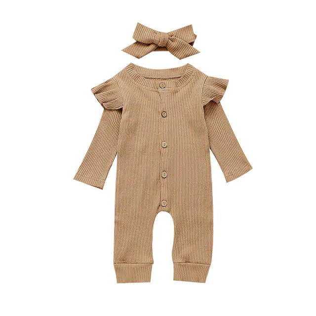 Newborn Ribbed Cotton Romper Jumpsuit Outfit Set