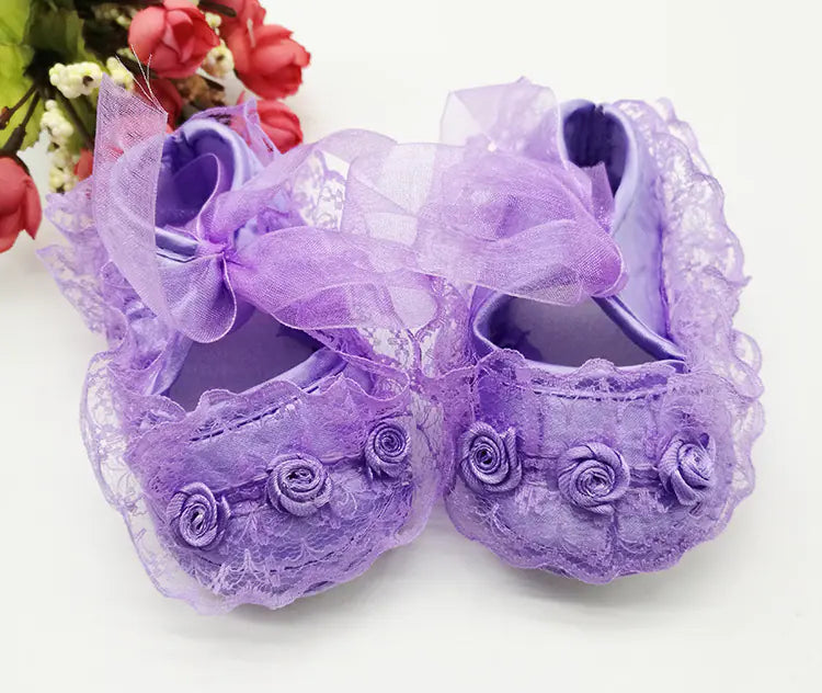 Baby Walking Shoes, Soft Sole Non-Slip Lace Princess Shoes