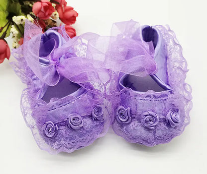 Baby Walking Shoes, Soft Sole Non-Slip Lace Princess Shoes