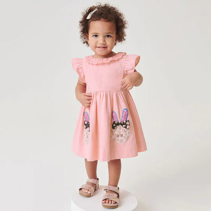 Cute Lace Crew Neck Cotton Dress for Girls