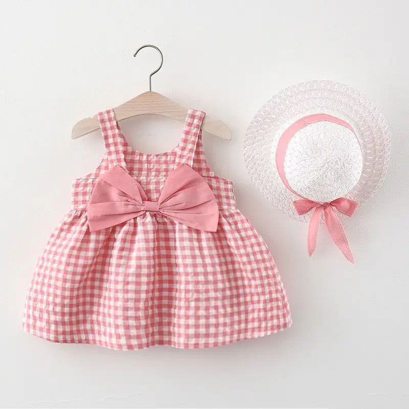 Summer Princess Dress for Baby Girls with Bow and Hat