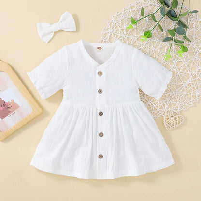 Princess Cotton and Linen Dress with Barrettes Set