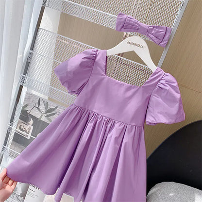 Children's Short Sleeve Princess Dress for Baby Girls
