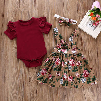 Baby Girl Floral Print Two-Piece Dress Set