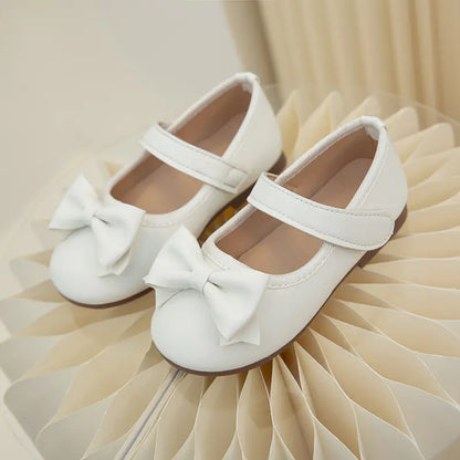 Soft Bottom Leather Baby Shoes with Bow Decoration