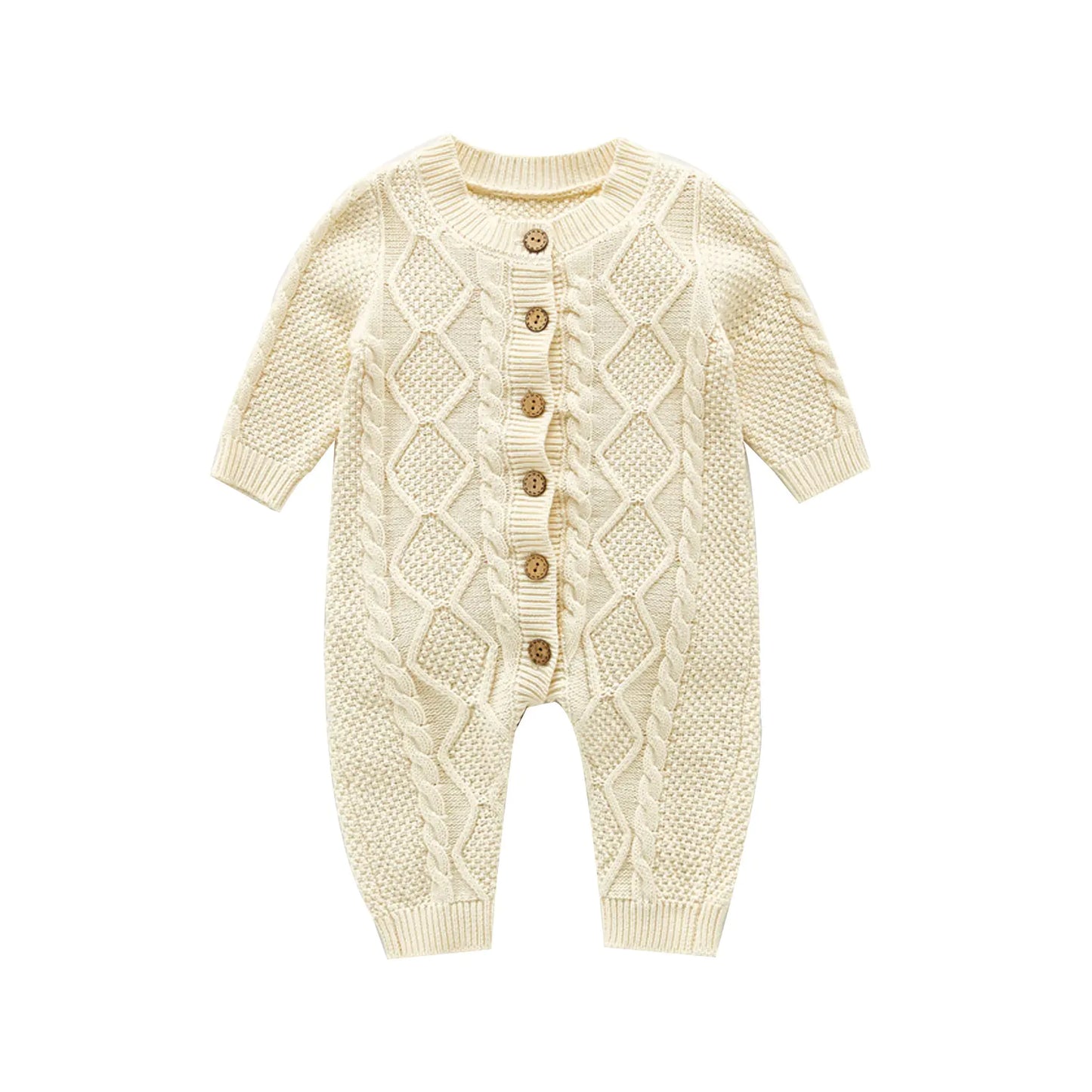 Cotton Knitted Long Sleeve Baby Romper for Boys and Girls