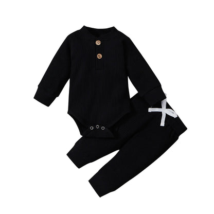 Cotton Long Sleeve Baby Jumpsuit and Pants Set