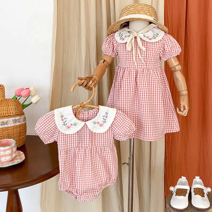 Summer Newborn Baby Girl Embroidered Dress Romper