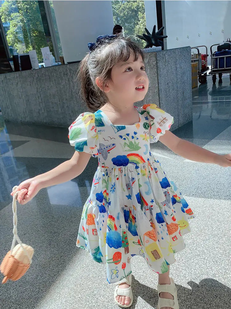 Cute Summer Backless Dress for Girls Ages 3-8