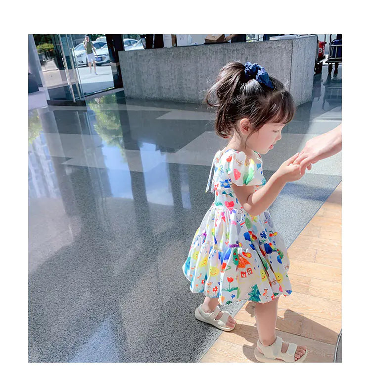 Cute Summer Backless Dress for Girls Ages 3-8