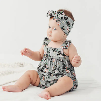Bamboo One-Piece Printed Summer Clothes for Baby Girls