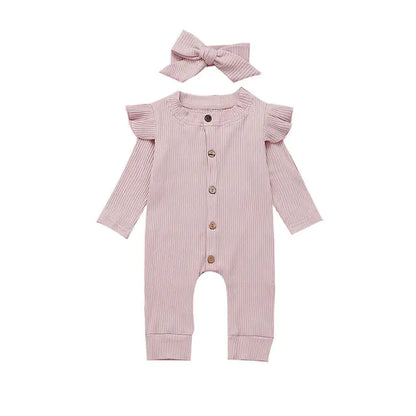 Newborn Ribbed Cotton Romper Jumpsuit Outfit Set
