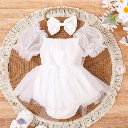 2023 Summer New European Style Baby Dress & Headscarf Set