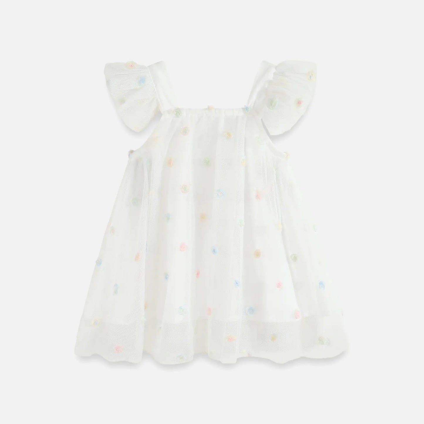Flounced Sleeve Mesh Sling Dress for Kids