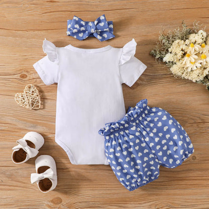 Heart-Shaped Three-Piece Suit for Baby Girls (0-18 Months)