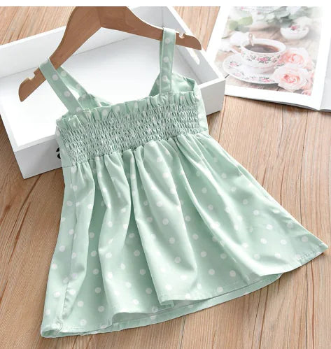 Sling Skirt Cute Cartoon Polka Dot Dress for Kids