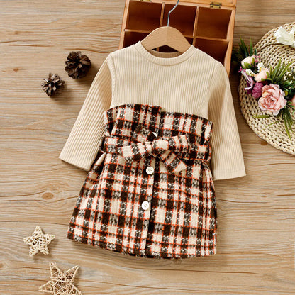 Girls Baby Plaid Two-Piece Dress