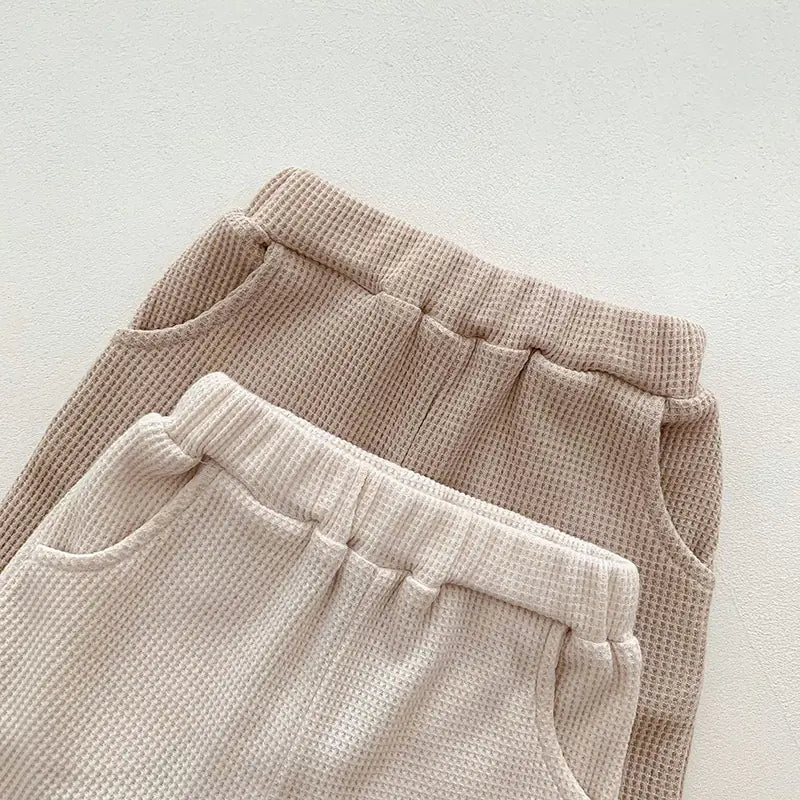 Baby Girls Waffle Bear Tee and Shorts Clothing Set