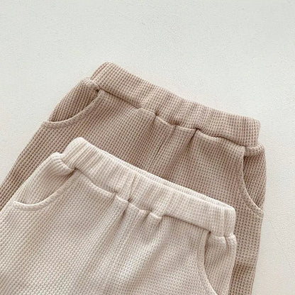 Baby Girls Waffle Bear Tee and Shorts Clothing Set