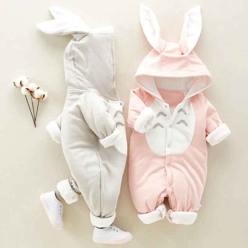 Totoro Cotton Hooded Baby Jumpsuit for Newborns