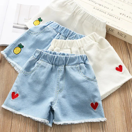 Girls' Embroidered Denim Shorts for Ages 3-8